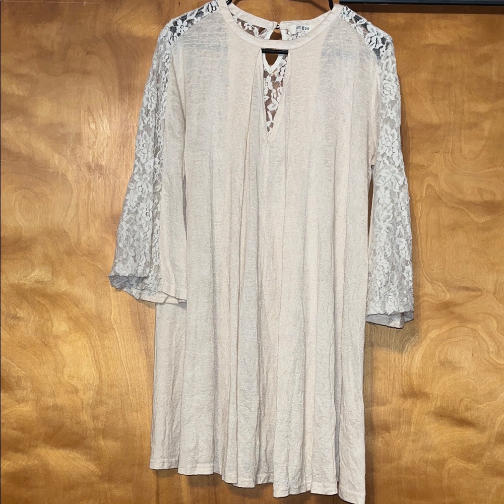 Umgee Cream Lace Overlay Dress - Picture 1 of 3